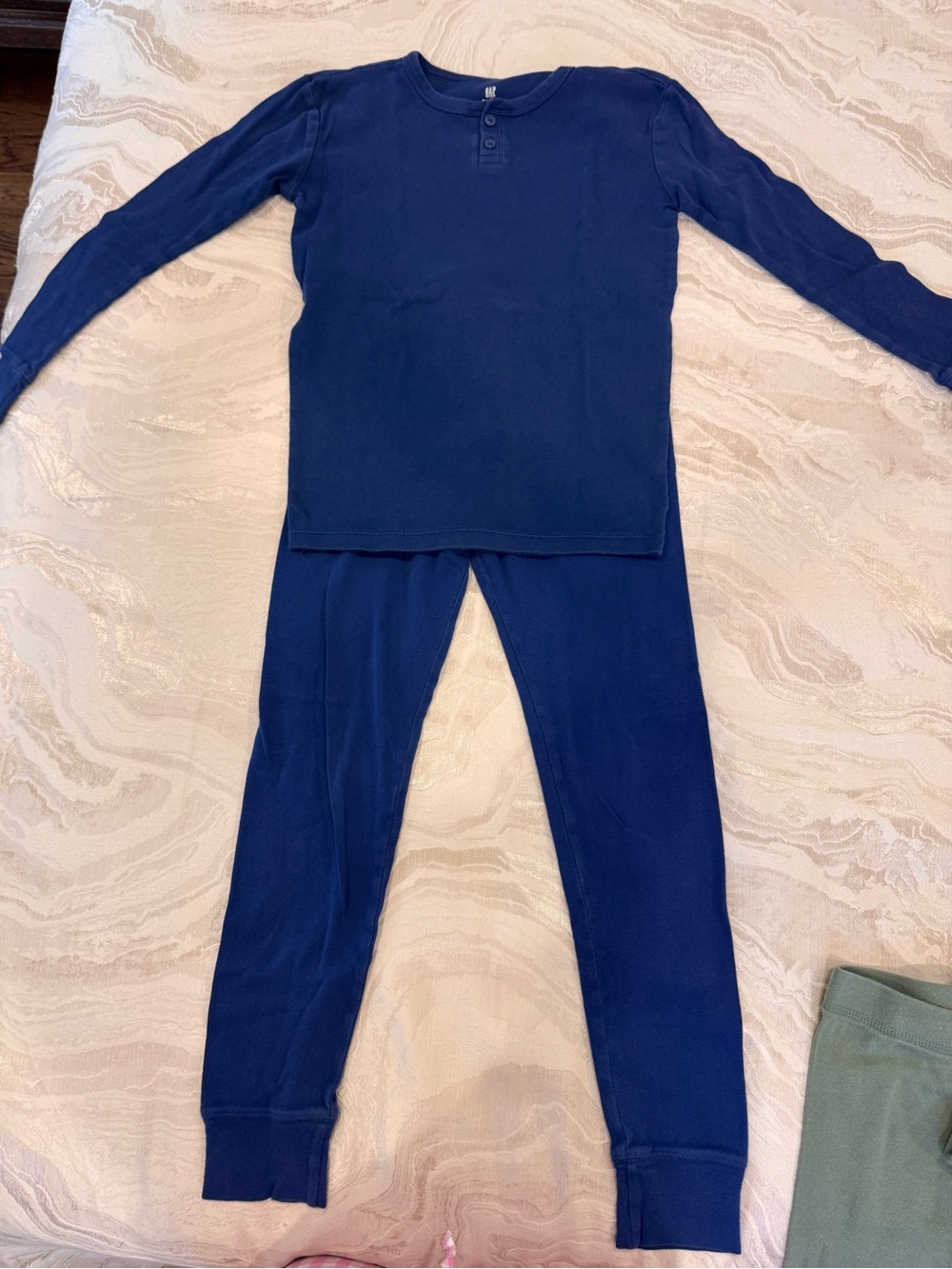 GAP Boys Solid Navy Blue Long-Sleeve Henley Pajama Set